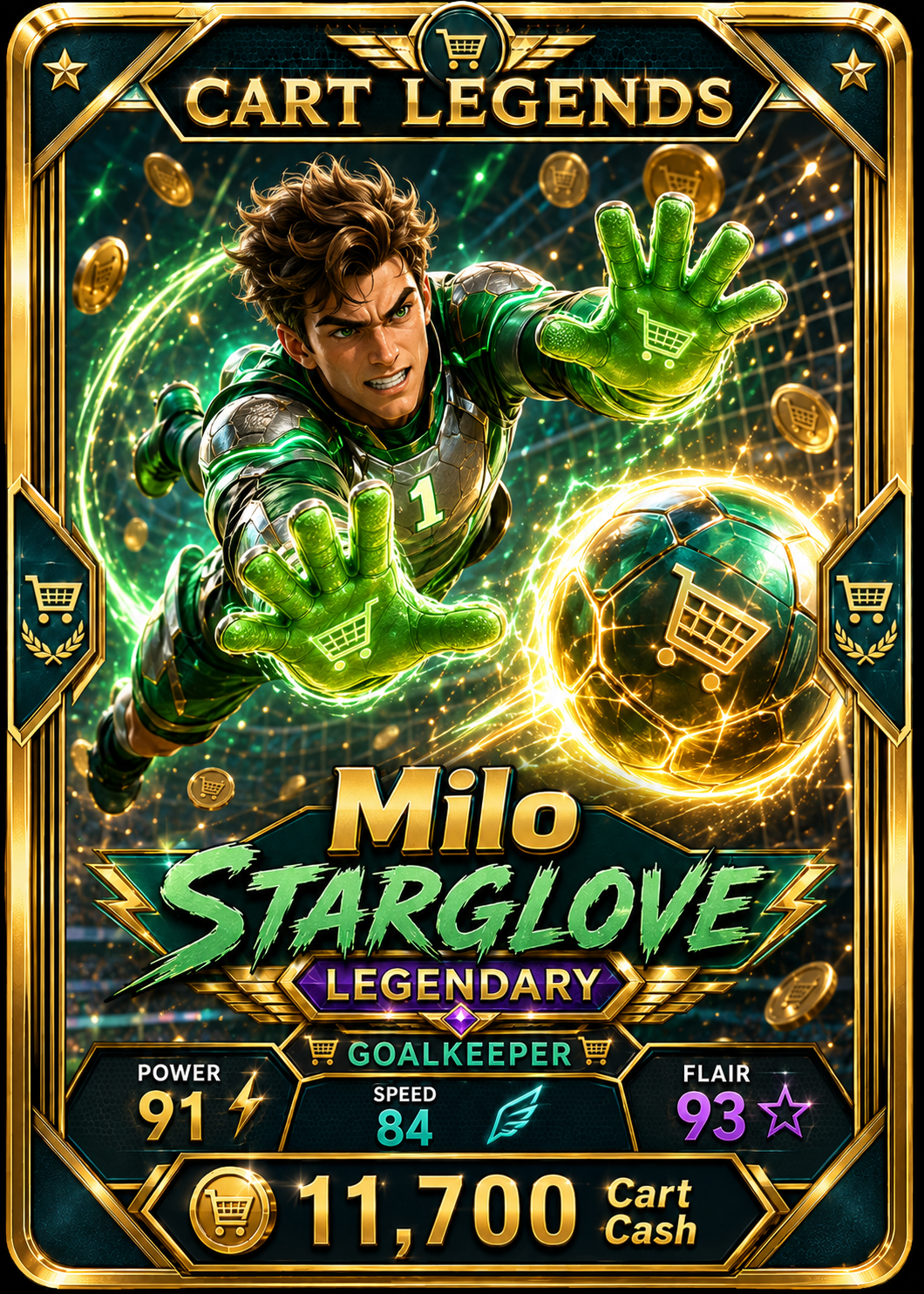 Cart Legends Milo Starglove — Legendary Goalkeeper