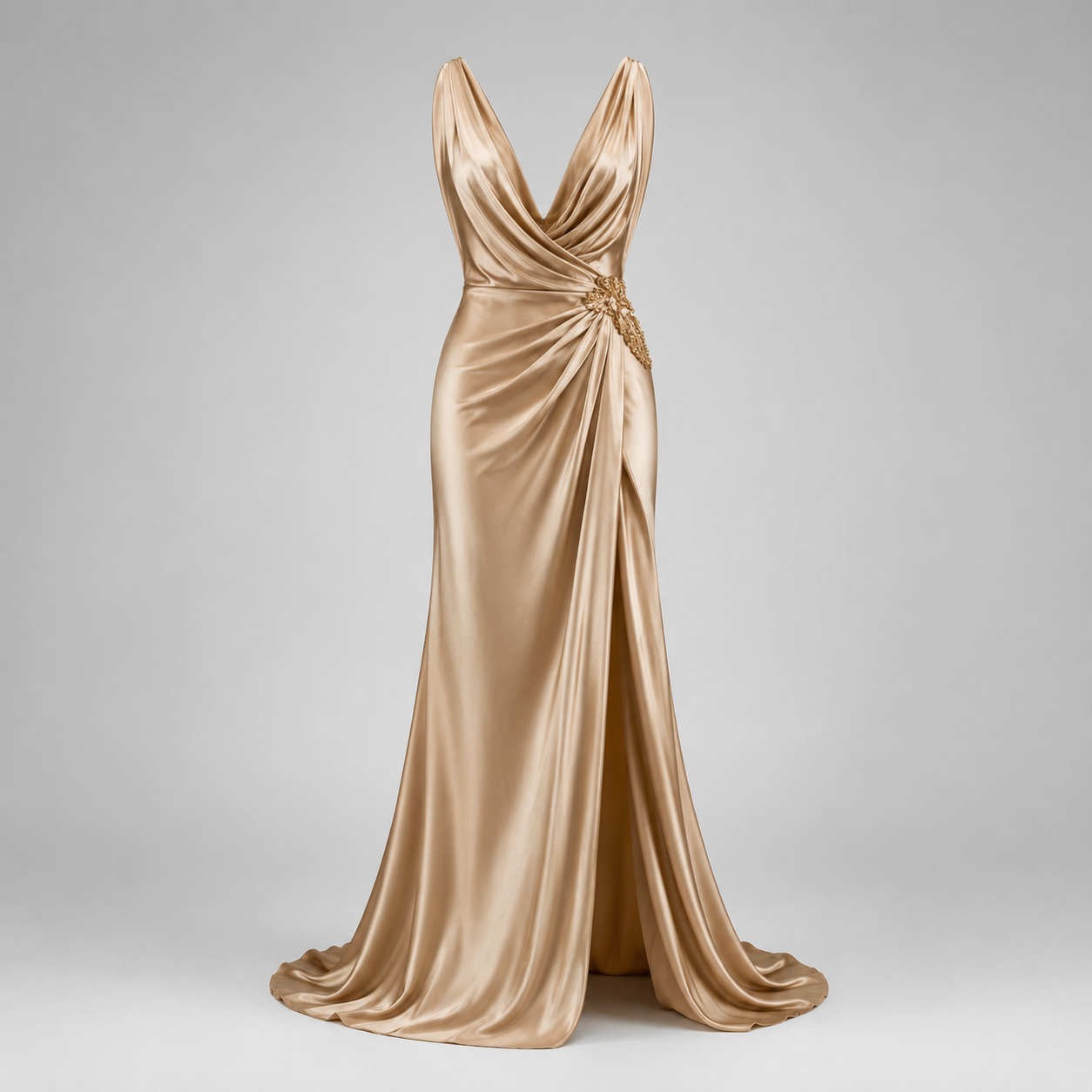 Casavera Silk Drape Evening Gown