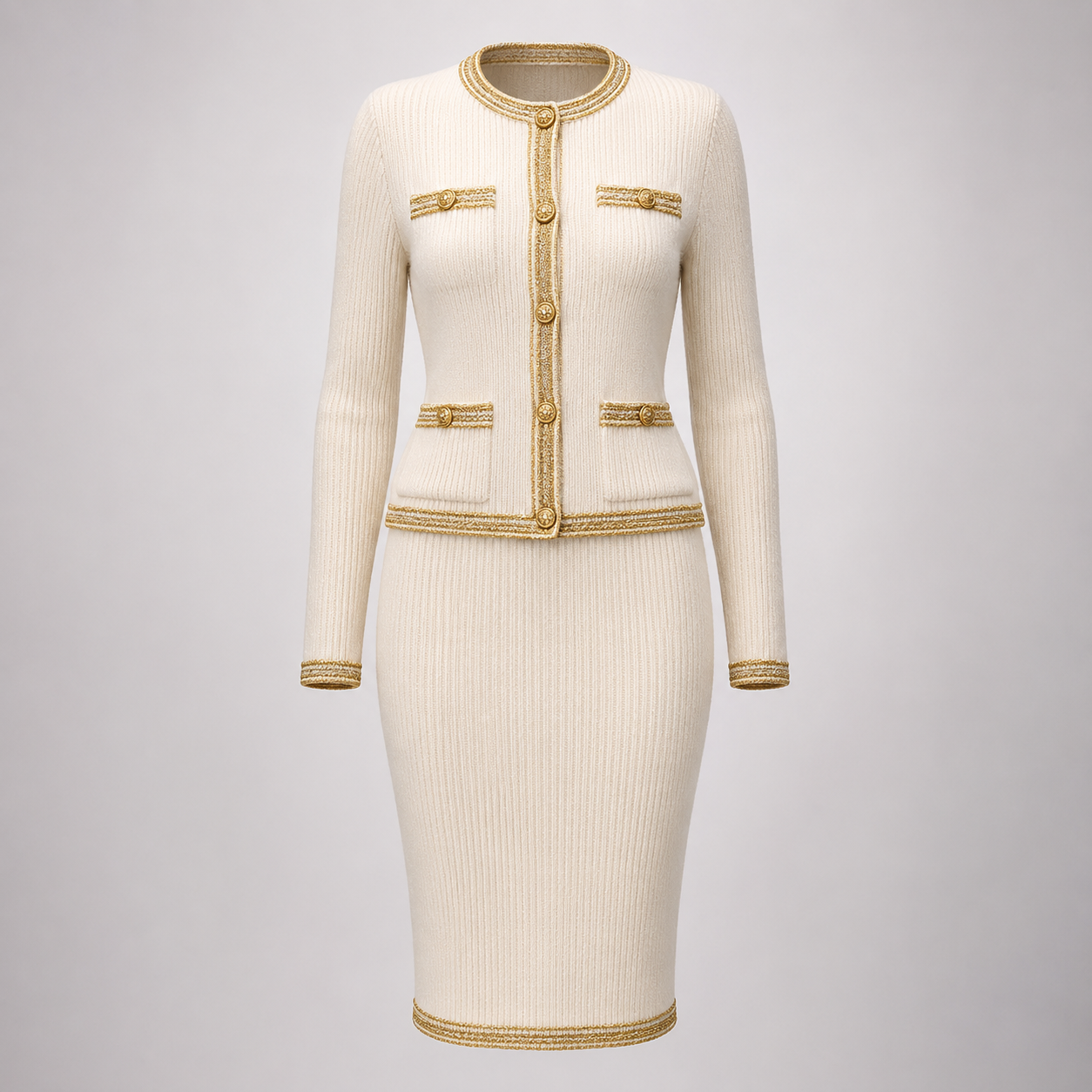 Lumière & Co Gold Trim Knit Ensemble