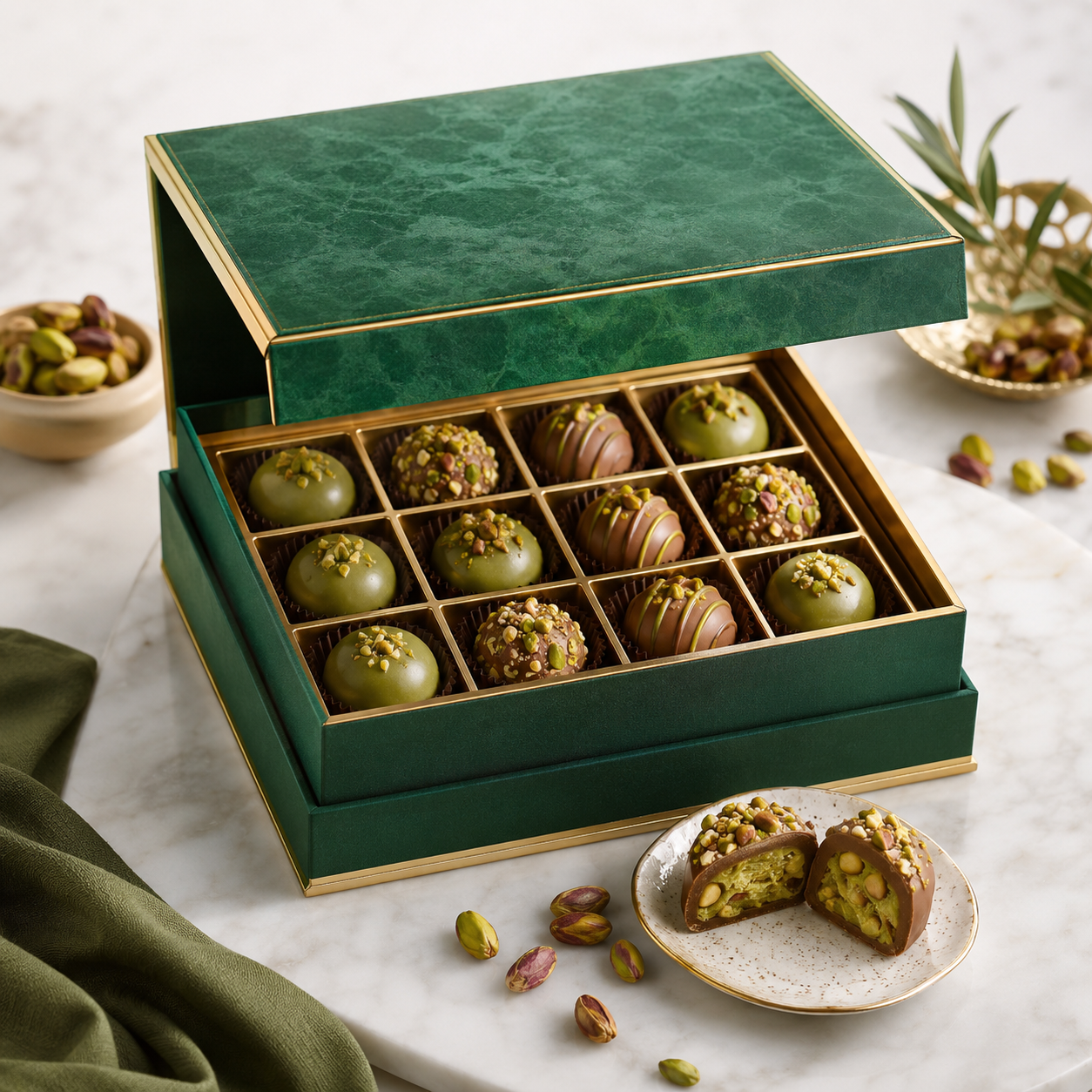 Veloura Emerald Pistachio Praline Box