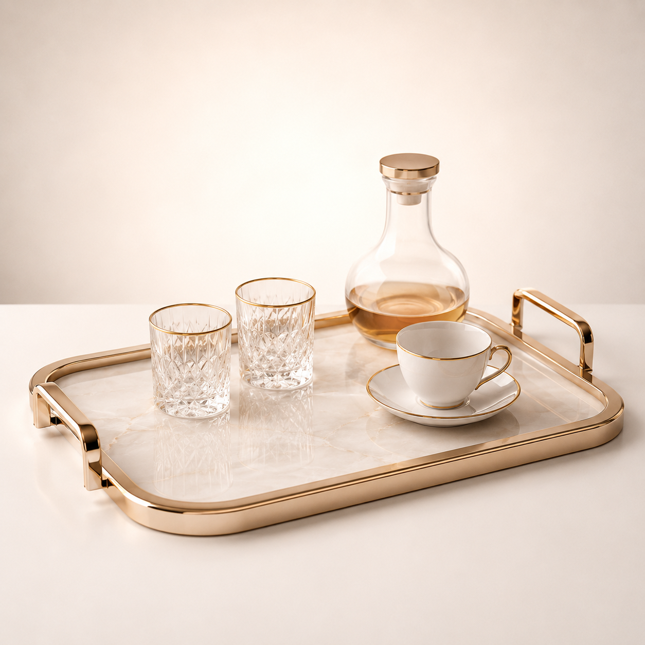 Velora Gold Rim Serving Tray